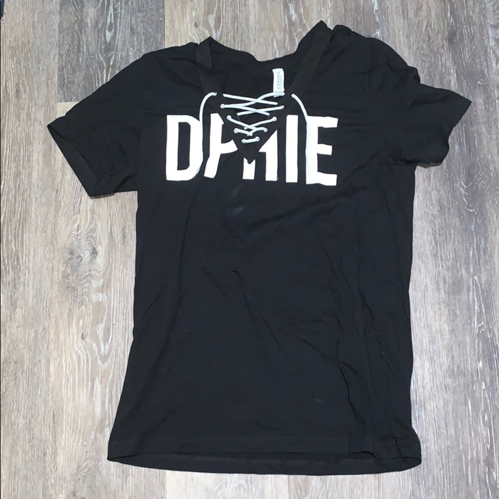 Delta phi epsilon black lace up shirt